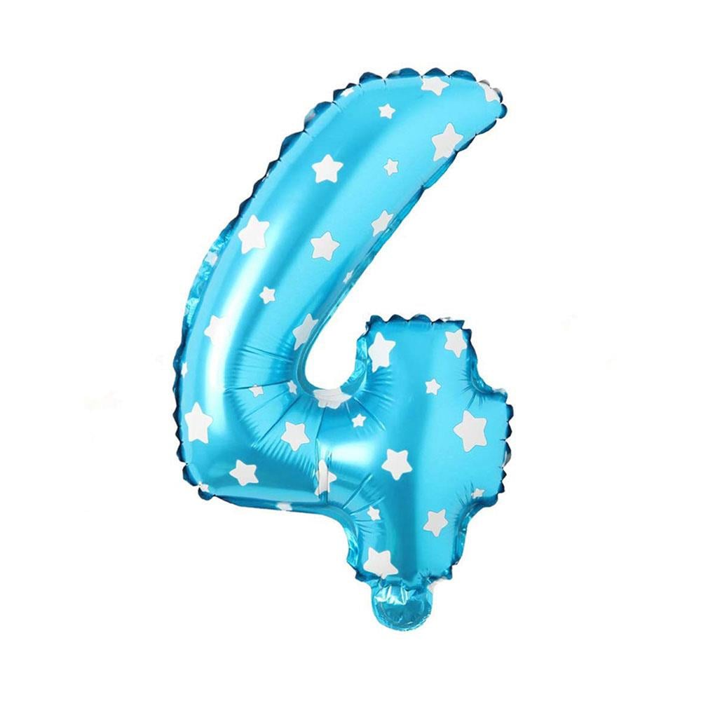 4 Rakam Mavi Yıldız Folyo Balon 70 cm