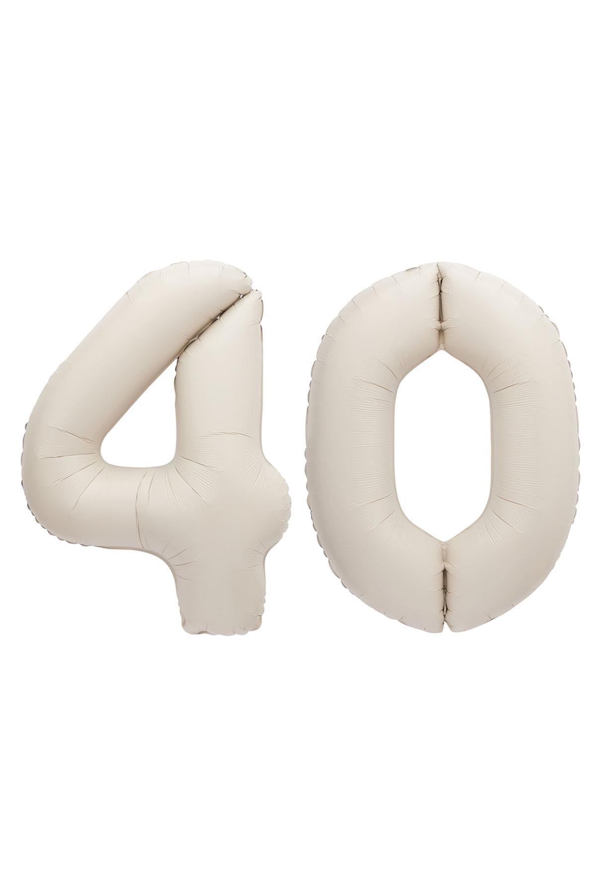 40.Yaş Folyo Balon Seti Krem  80 cm