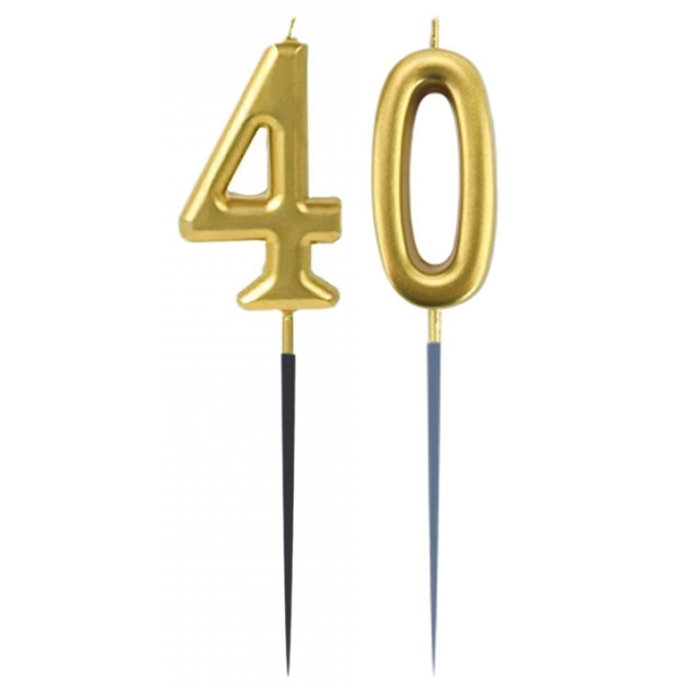 40.Yaş Rakam Altın Çubuk Mum 14 cm