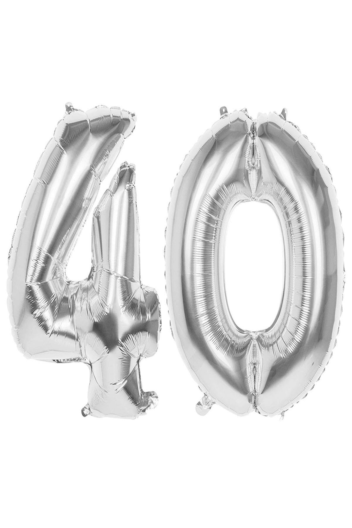 40.Yaş Folyo Balon Seti Gümüş 100 cm