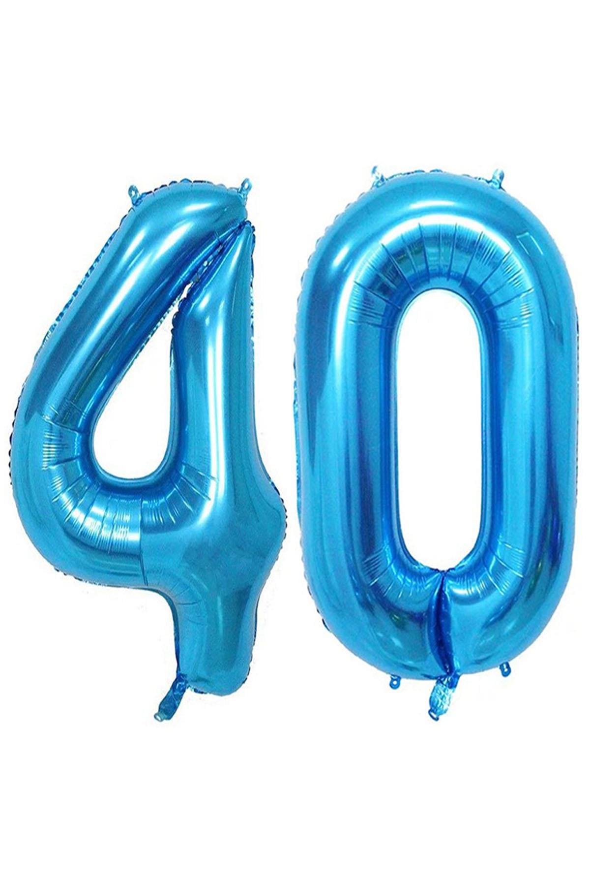 40.Yaş Folyo Balon Seti Mavi 100 cm