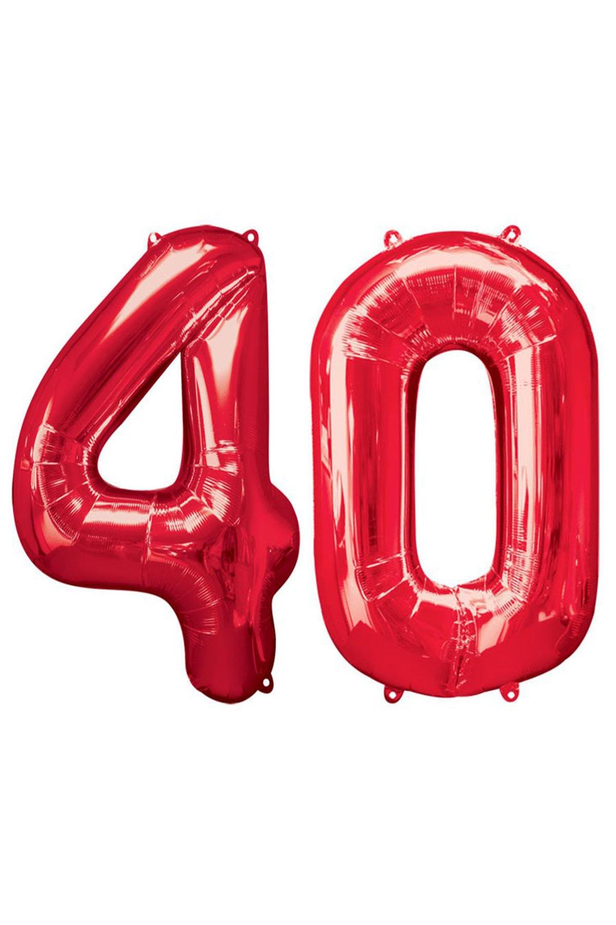 40.Yaş Folyo Balon Seti Kırmızı 40 cm
