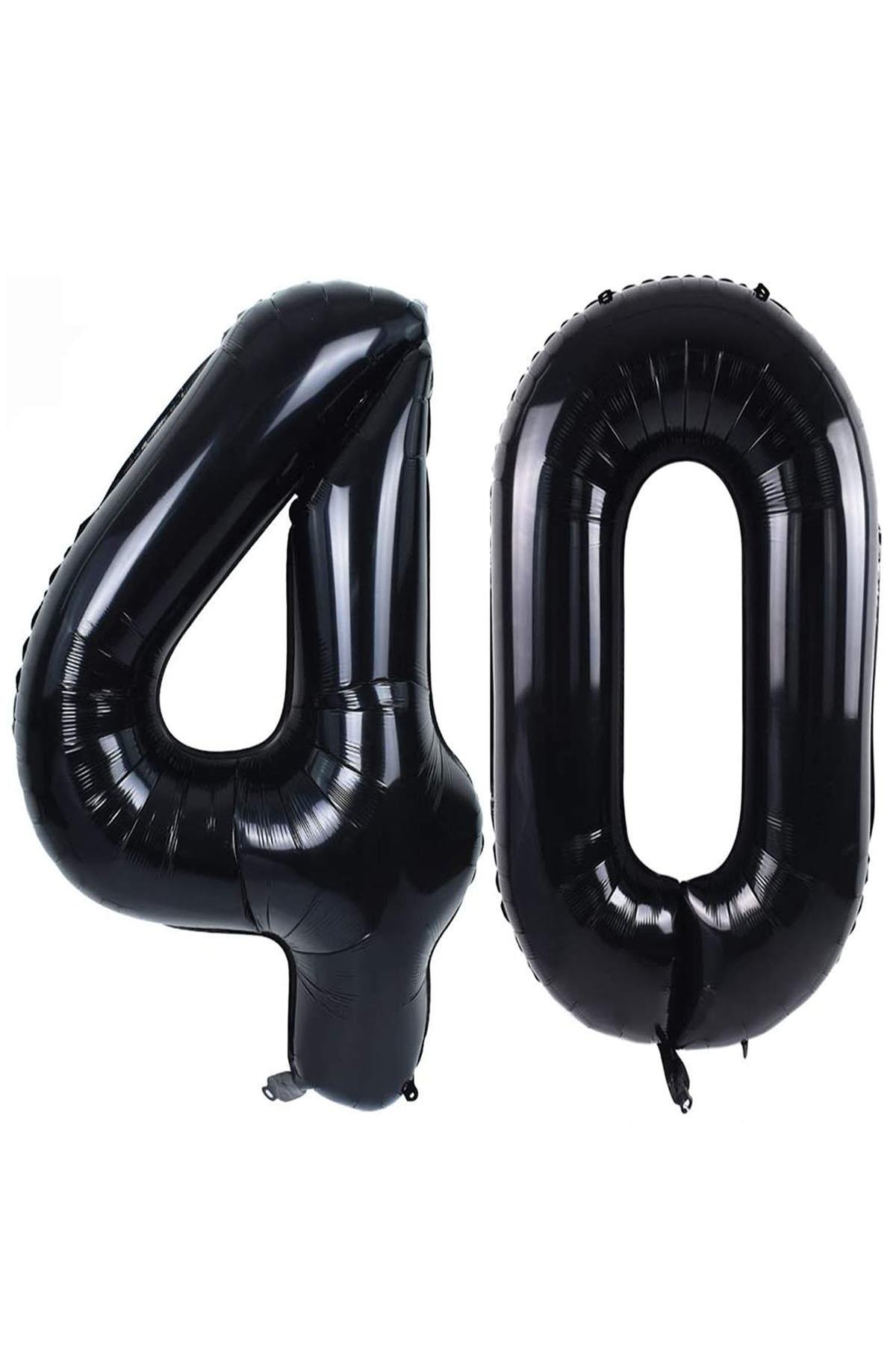 40.Yaş Folyo Balon Seti Siyah 100 cm