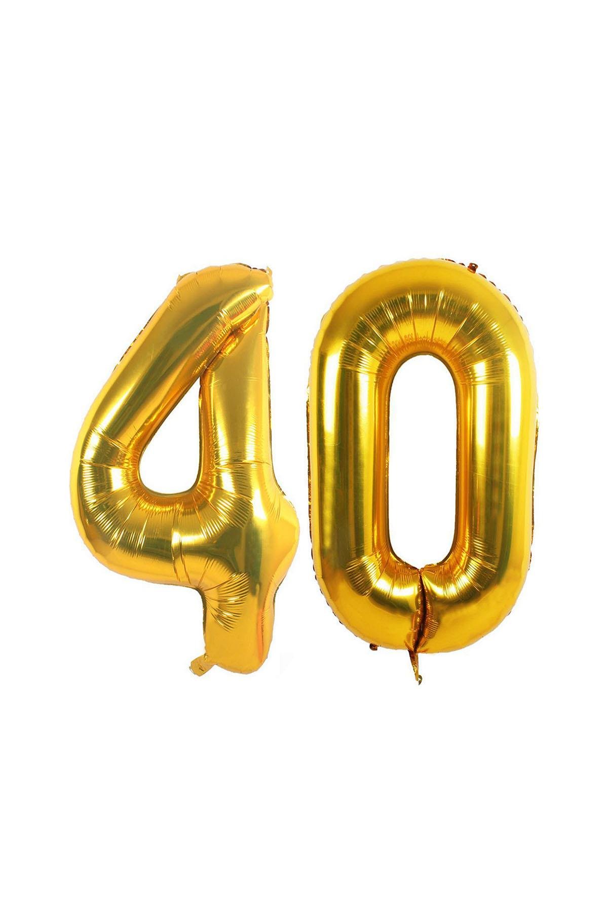 40.Yaş Folyo Balon Seti Altın 70 cm