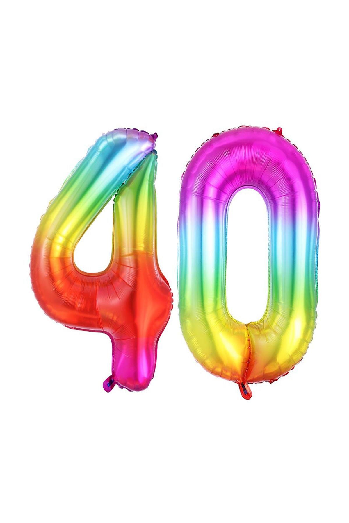 40.Yaş Folyo Balon Seti Gökkuşağı 70 cm
