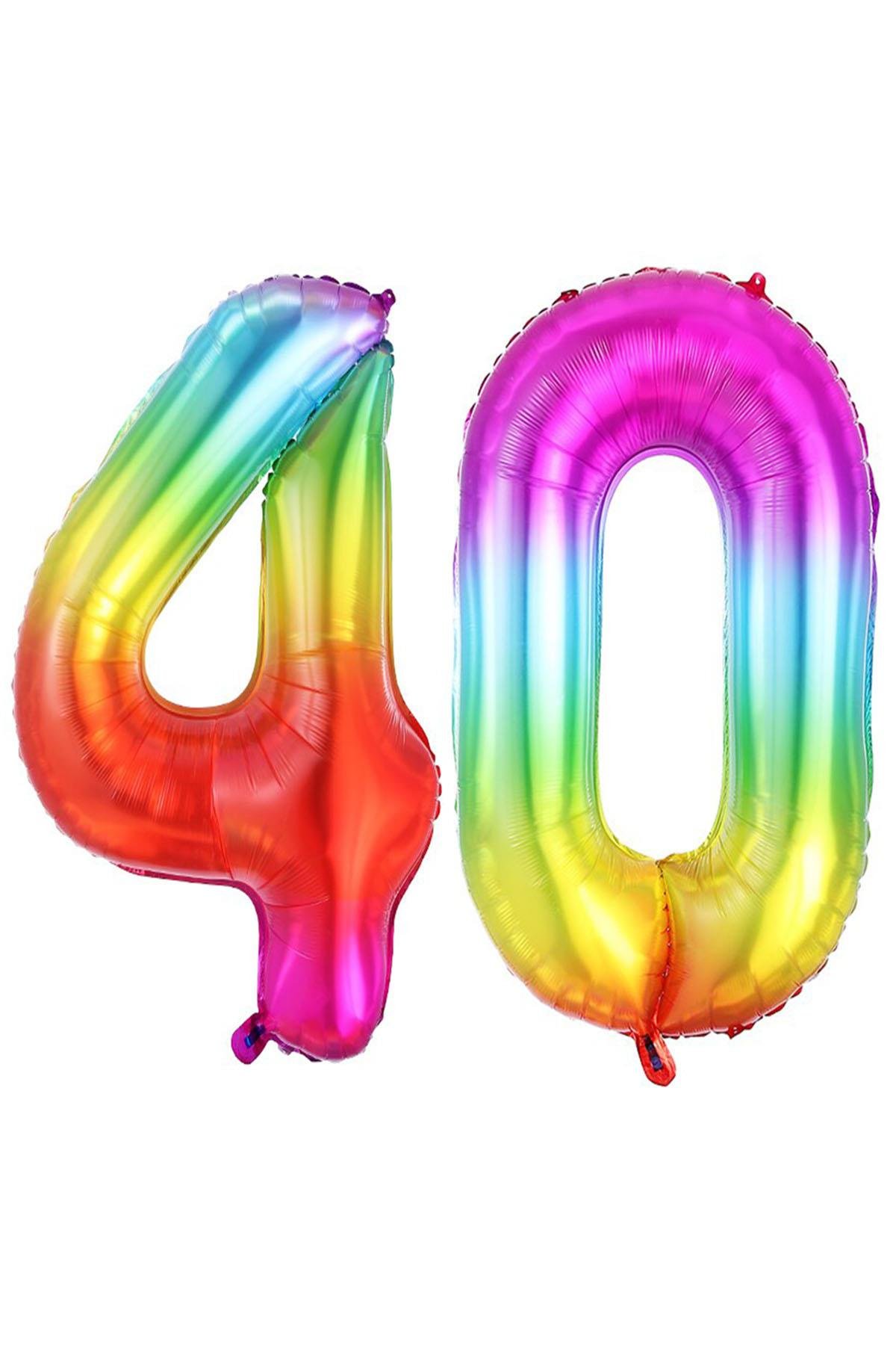 40.Yaş Folyo Balon Seti Gökkuşağı 100 cm