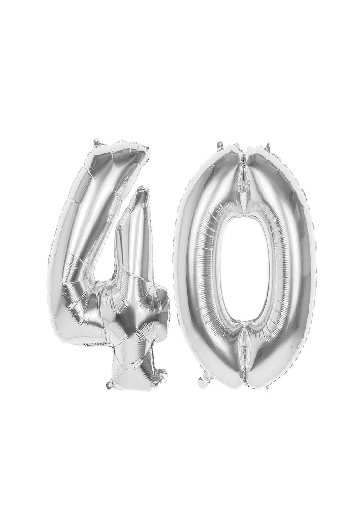 40.Yaş Folyo Balon Seti Gümüş 70 cm