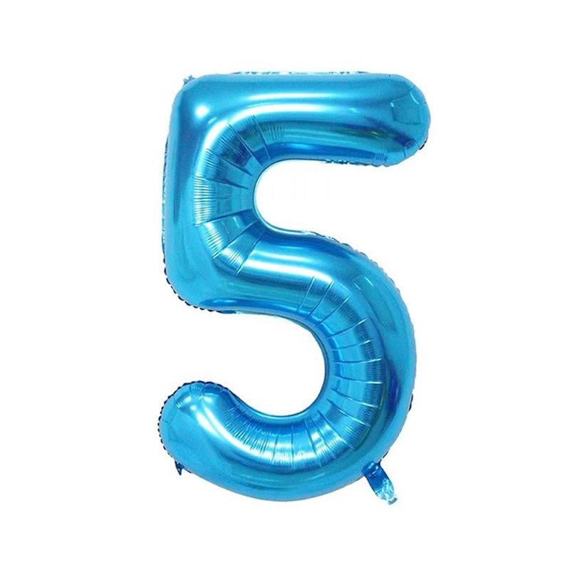 5 Rakam Mavi Folyo Balon 100 cm