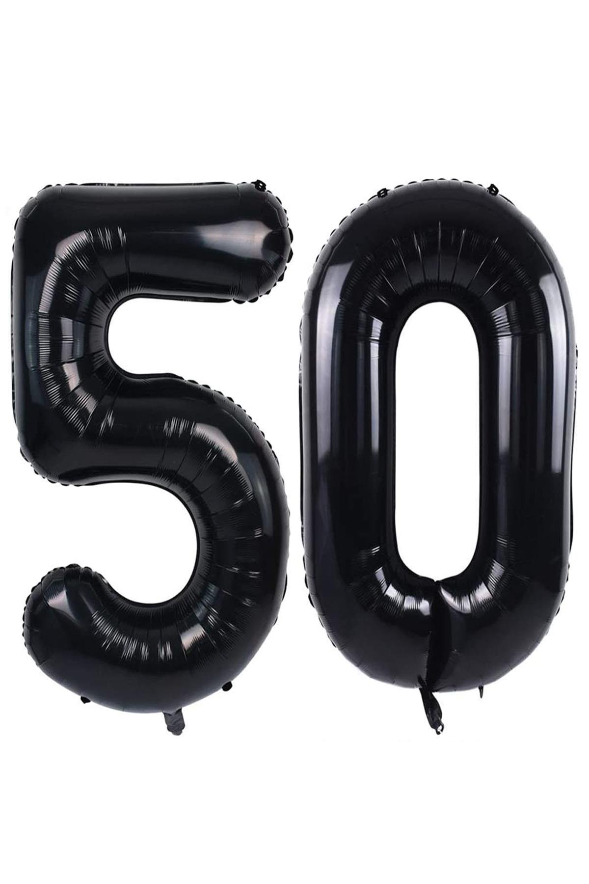 50.Yaş Folyo Balon Seti Siyah 100 cm