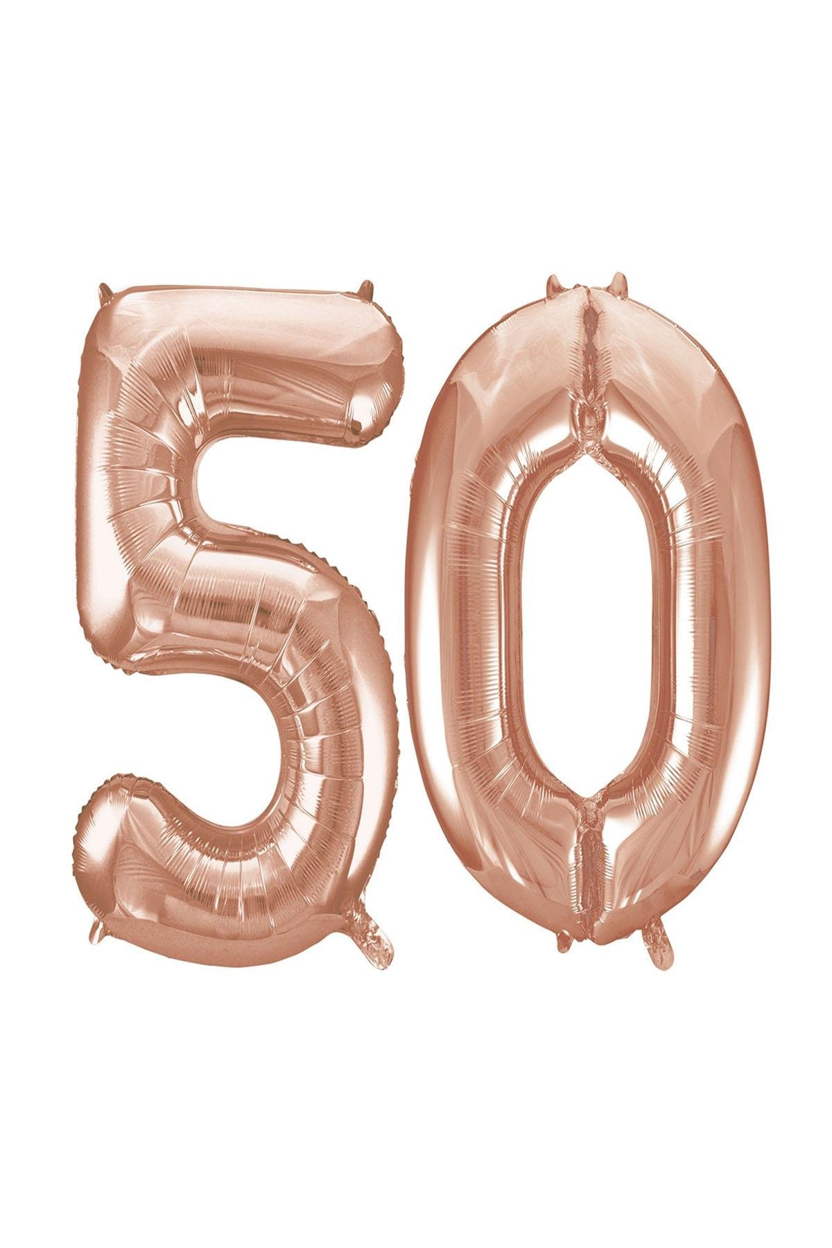 50.Yaş Folyo Balon Seti Rose Gold 70 cm