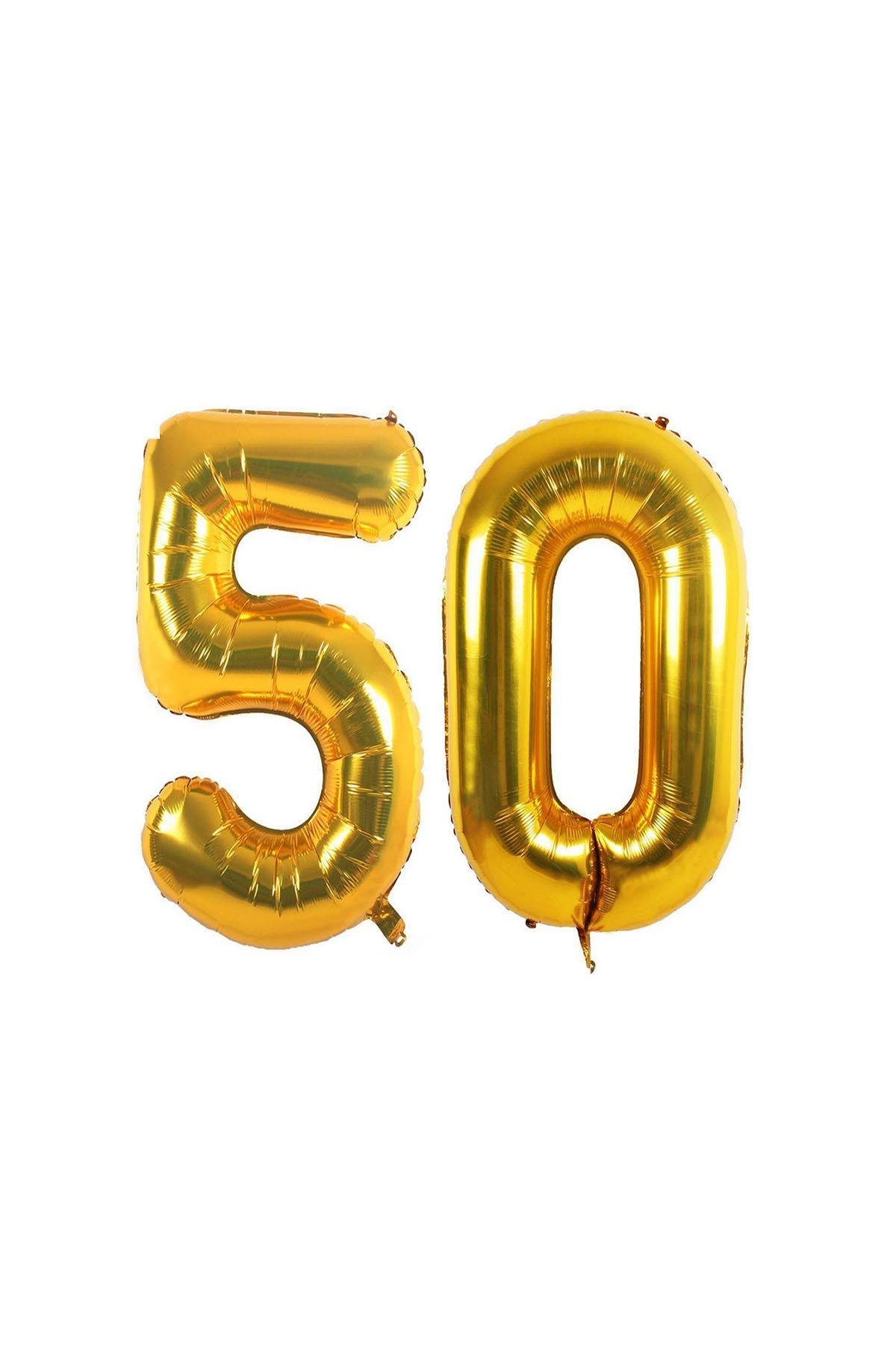 50.Yaş Folyo Balon Seti Altın 40 cm