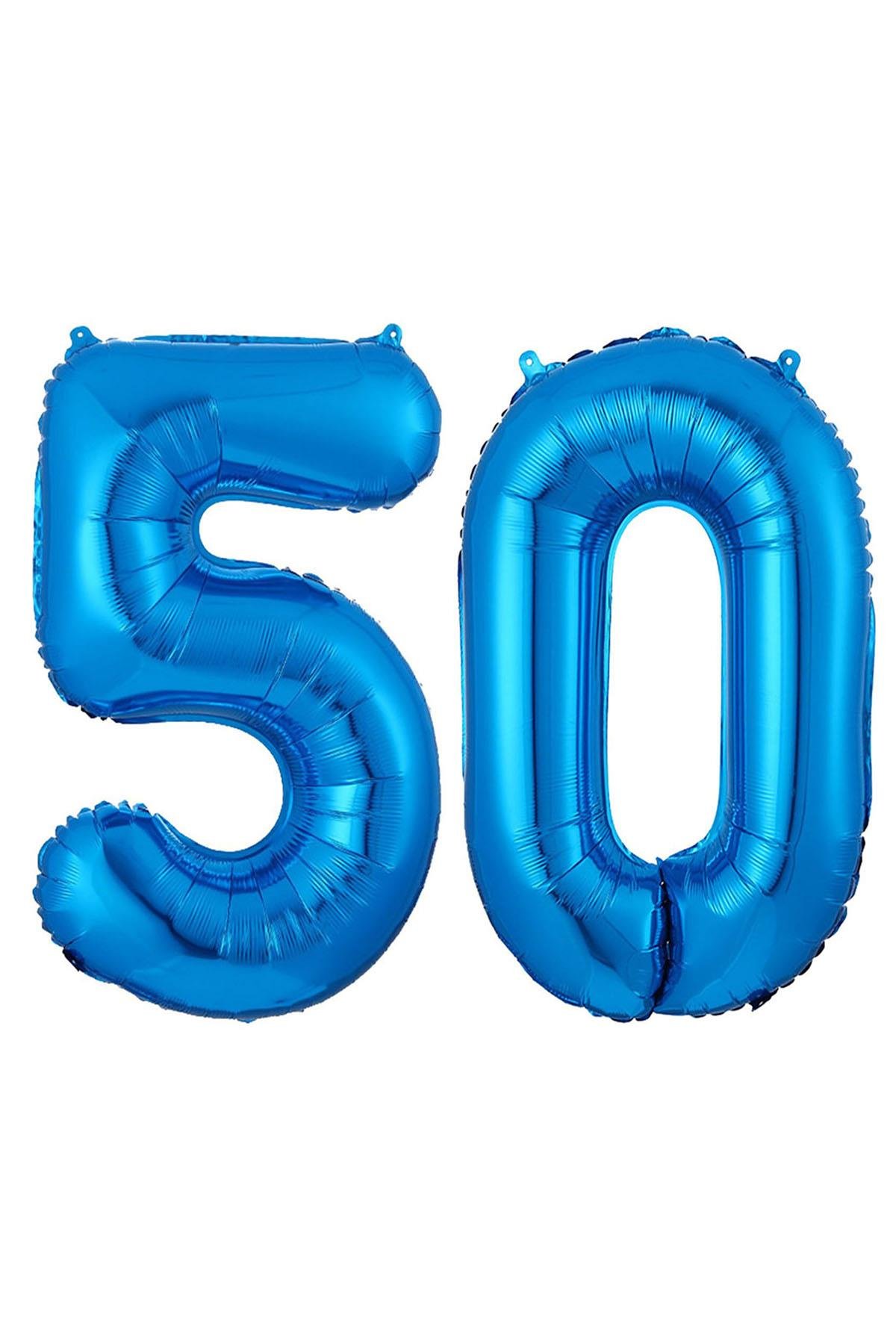 50.Yaş Folyo Balon Seti Mavi 40 cm