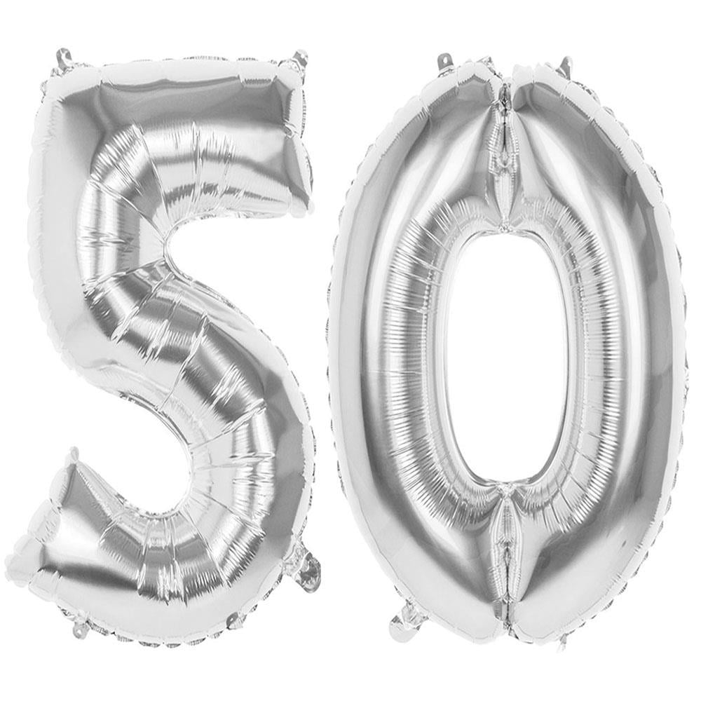 50.Yaş Folyo Balon Seti Gümüş 100 cm