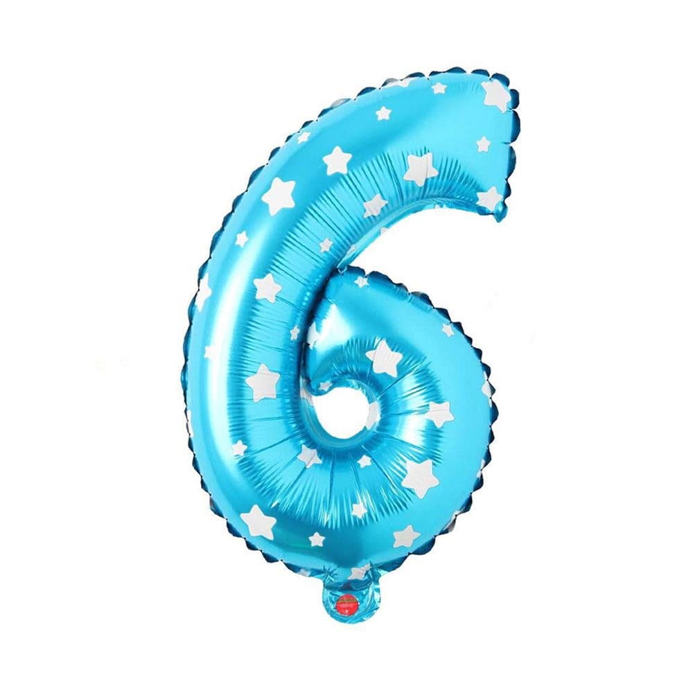 6 Rakam Mavi Yıldız Folyo Balon 70 cm