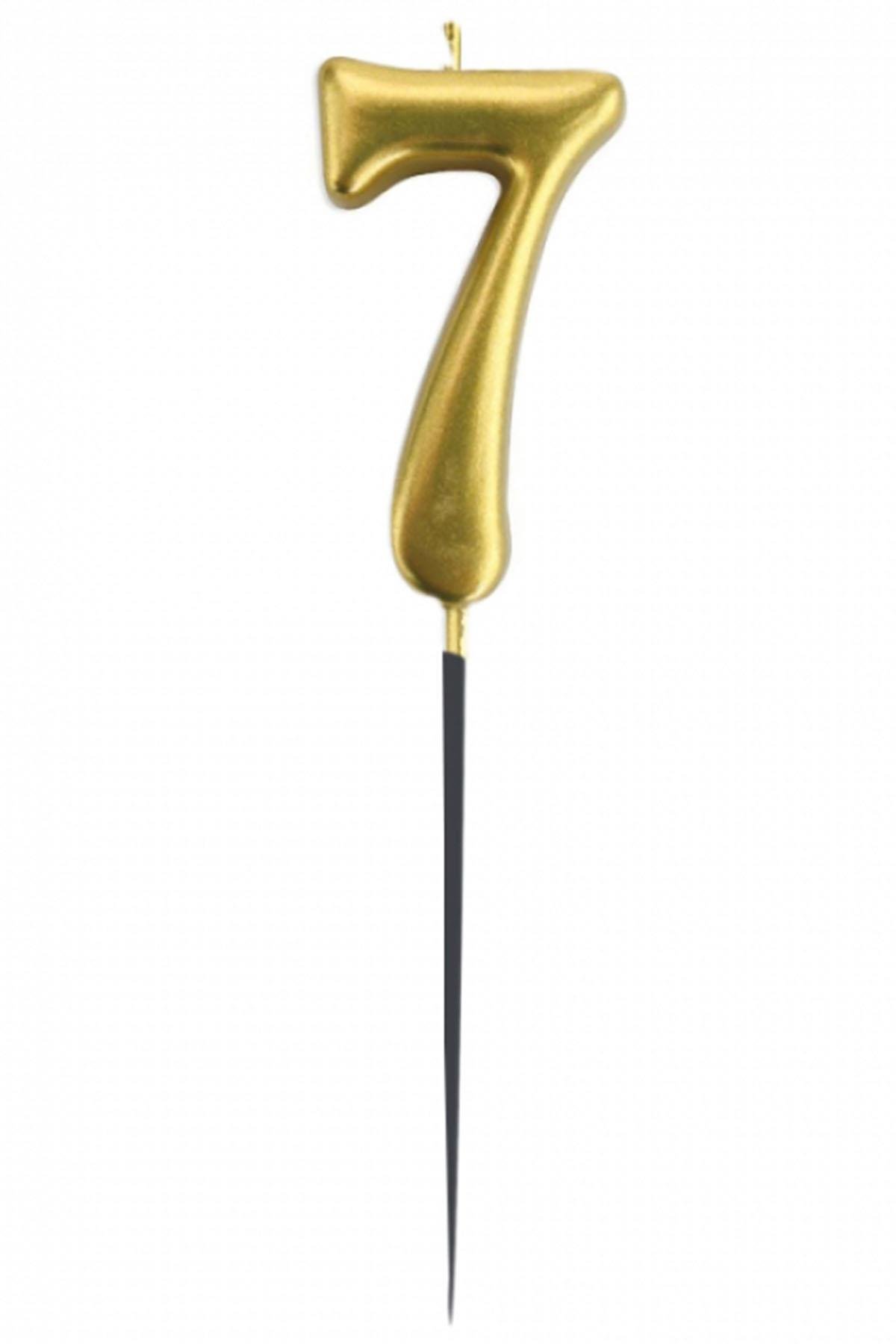 7 Rakam Altın Çubuk Mum 14 cm