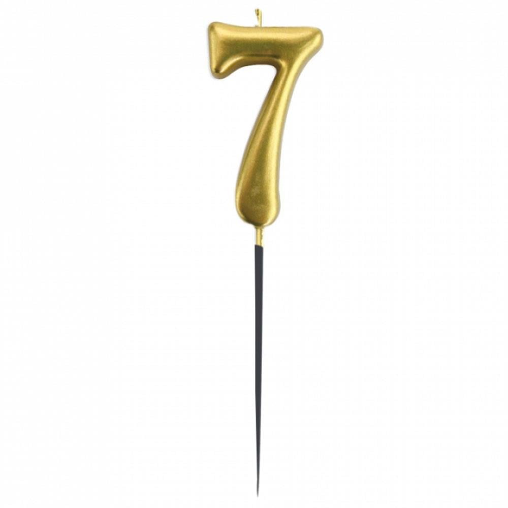 7 Rakam Altın Çubuk Mum 14 cm