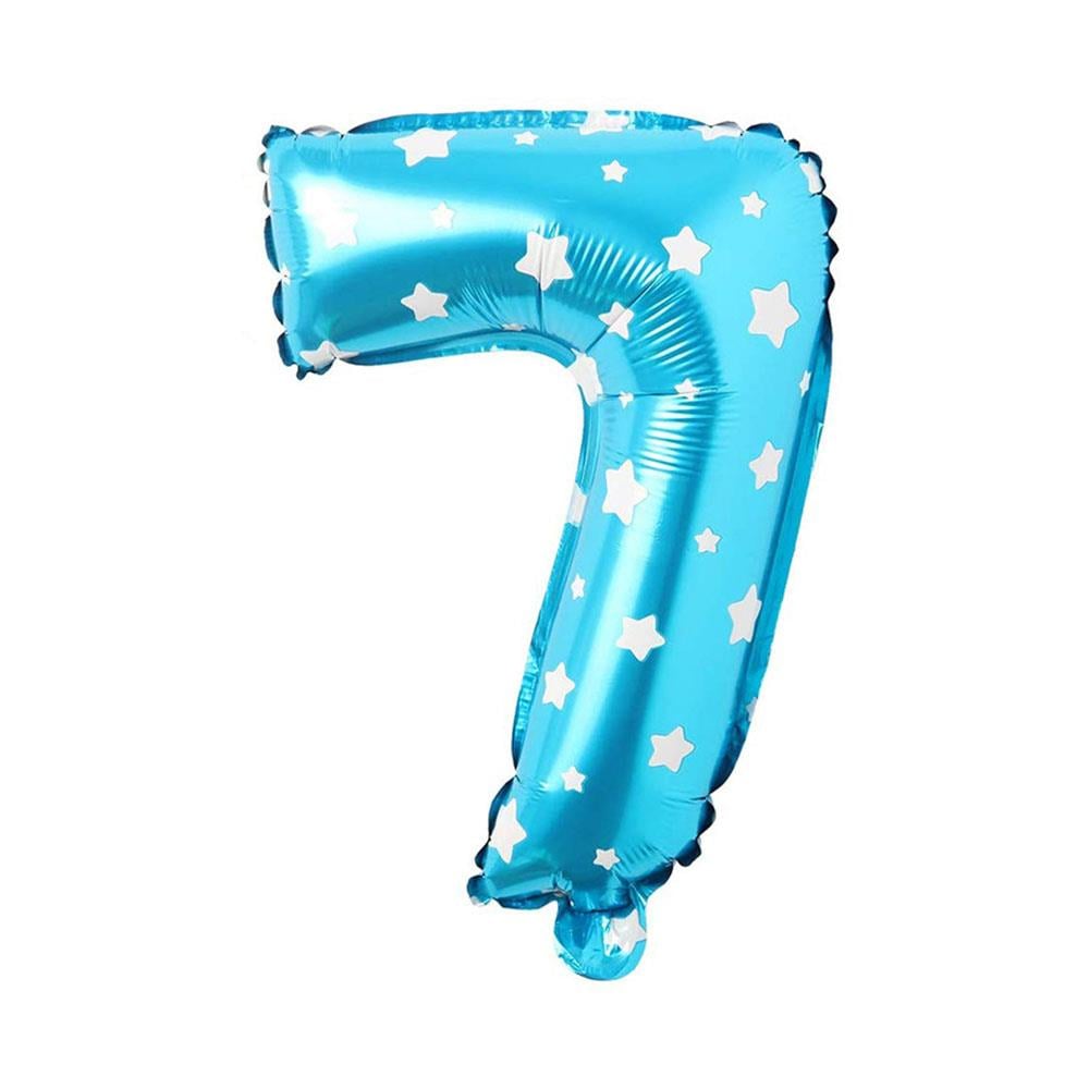 7 Rakam Mavi Yıldız Folyo Balon 70 cm