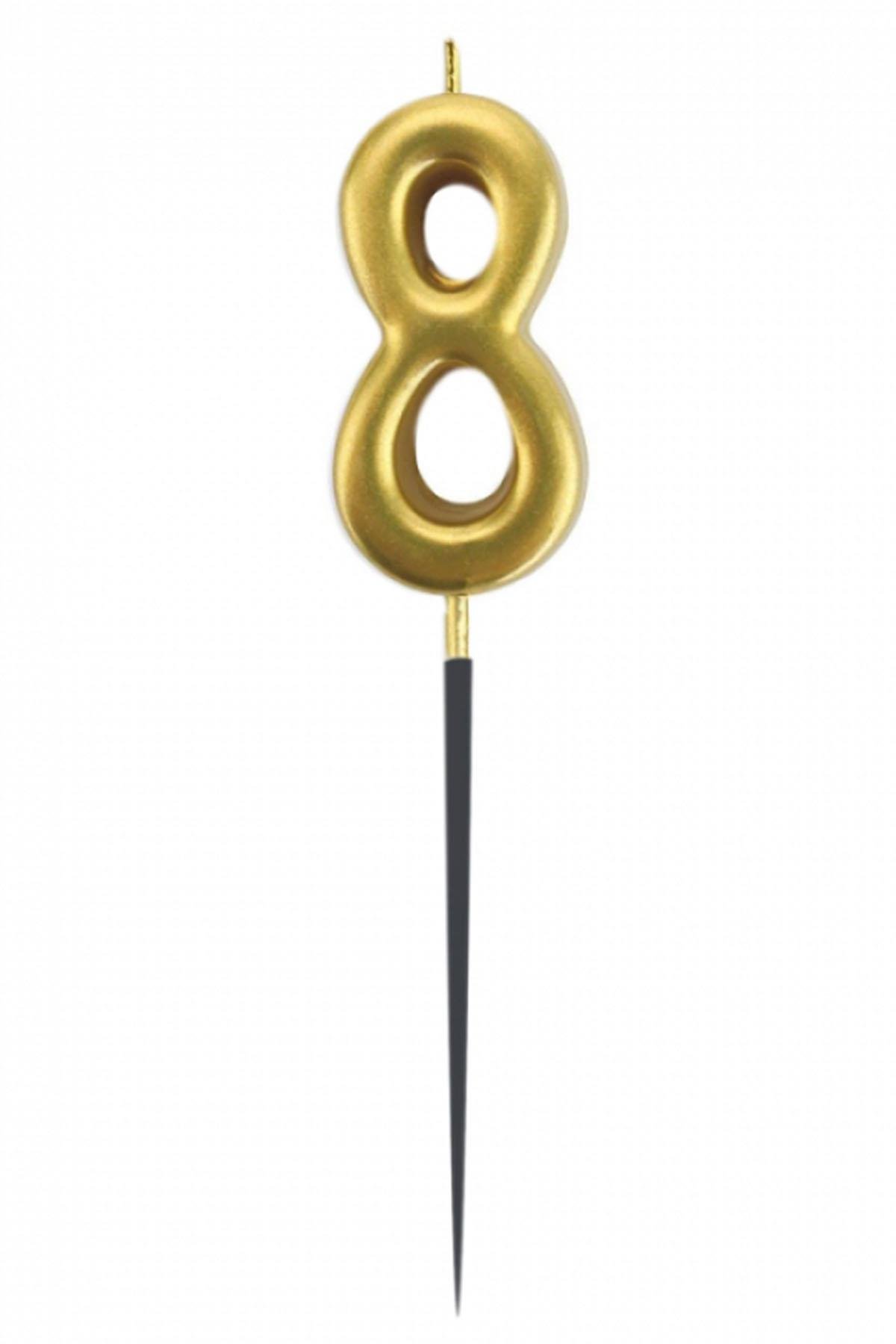 8 Rakam Altın Çubuk Mum 14 cm