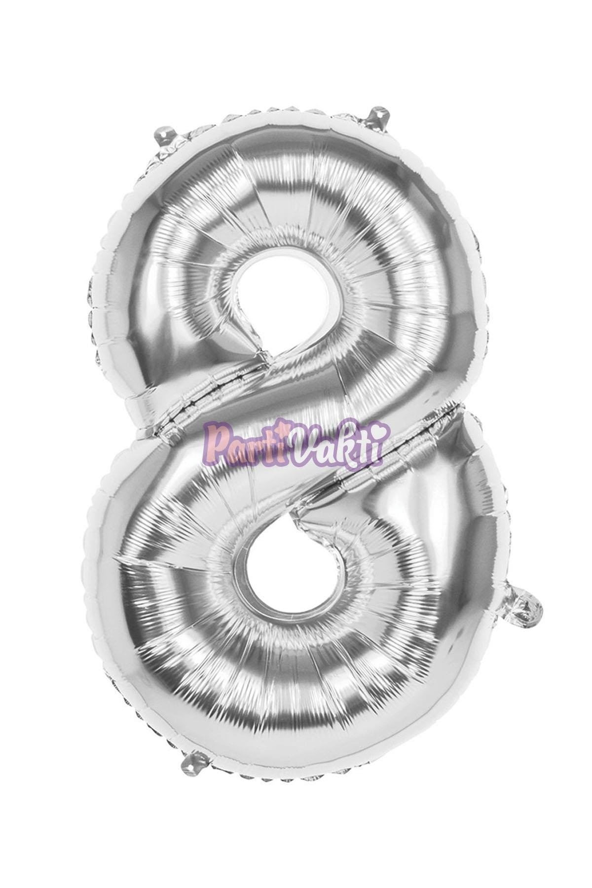8 Rakam Gümüş Folyo Balon 40 cm