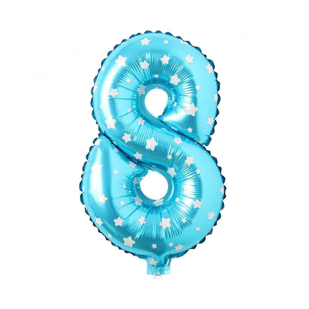 8 Rakam Mavi Yıldız Folyo Balon 70 cm