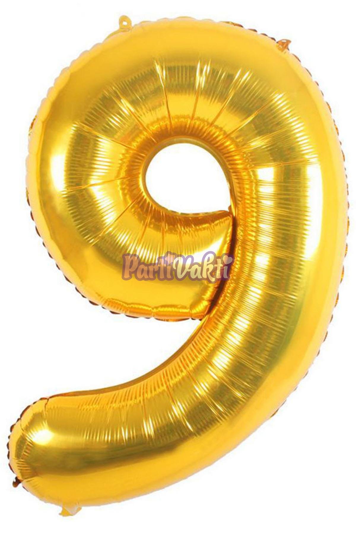 9 Rakam Altın Folyo Balon 100 cm