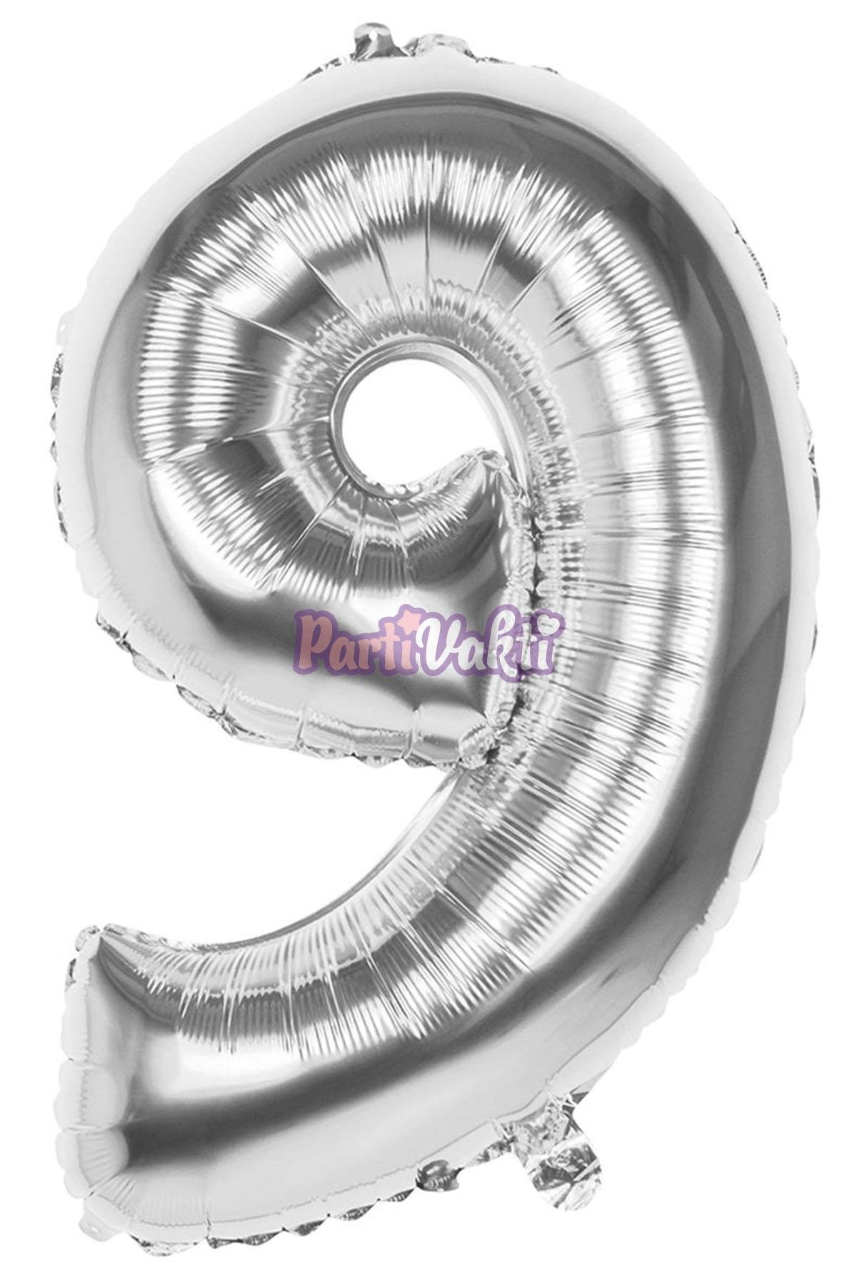 9 Rakam Gümüş Folyo Balon 100 cm