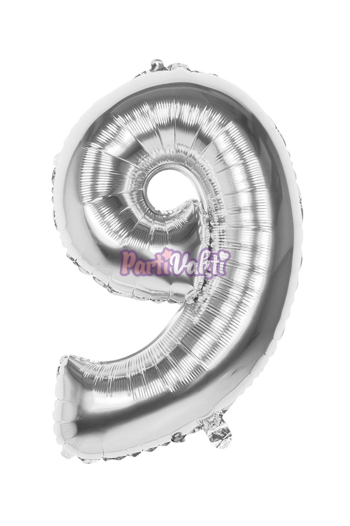 9 Rakam Gümüş Folyo Balon 40 cm