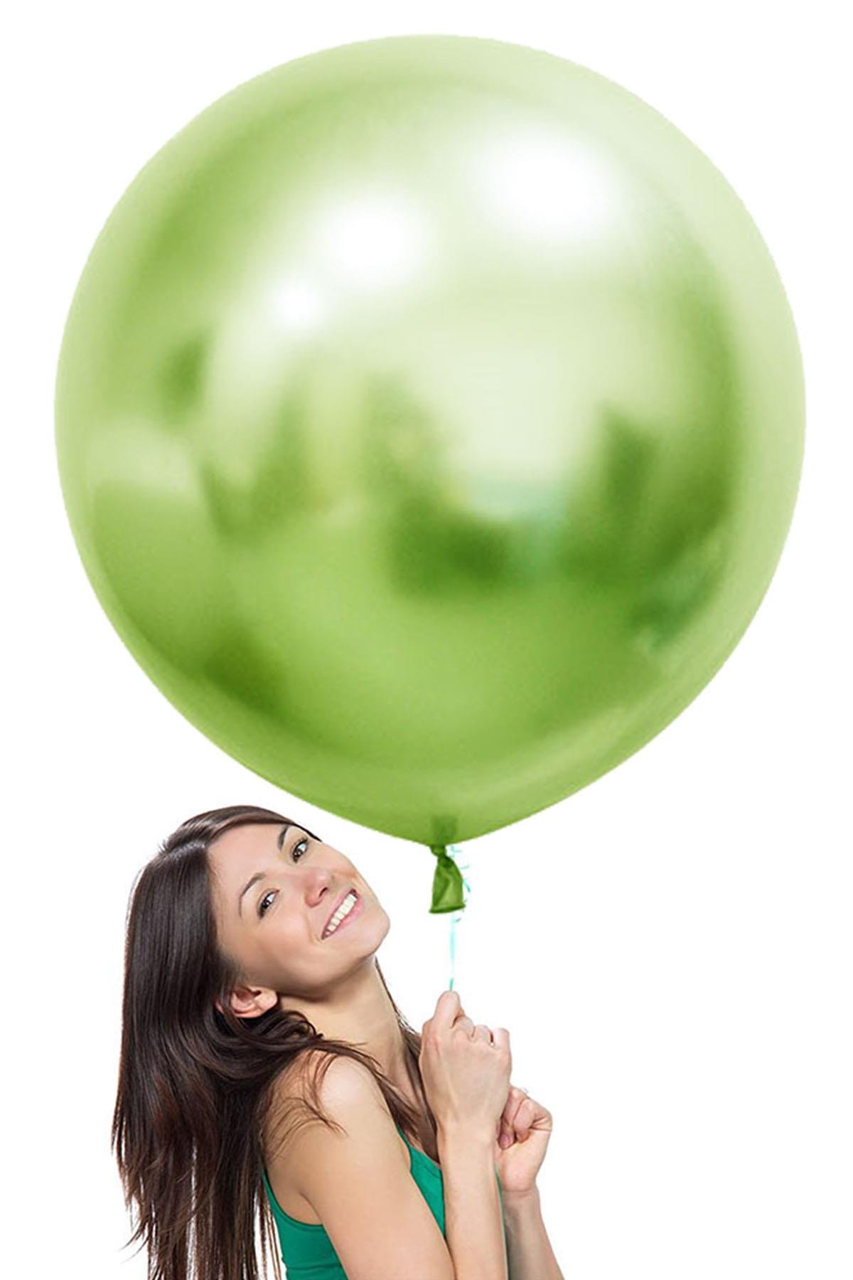 Açık Yeşil Jumbo Krom Lateks  Balon 60 cm