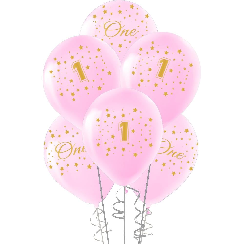 Altın First Year Baskılı Pembe Lateks Balon 10'lu