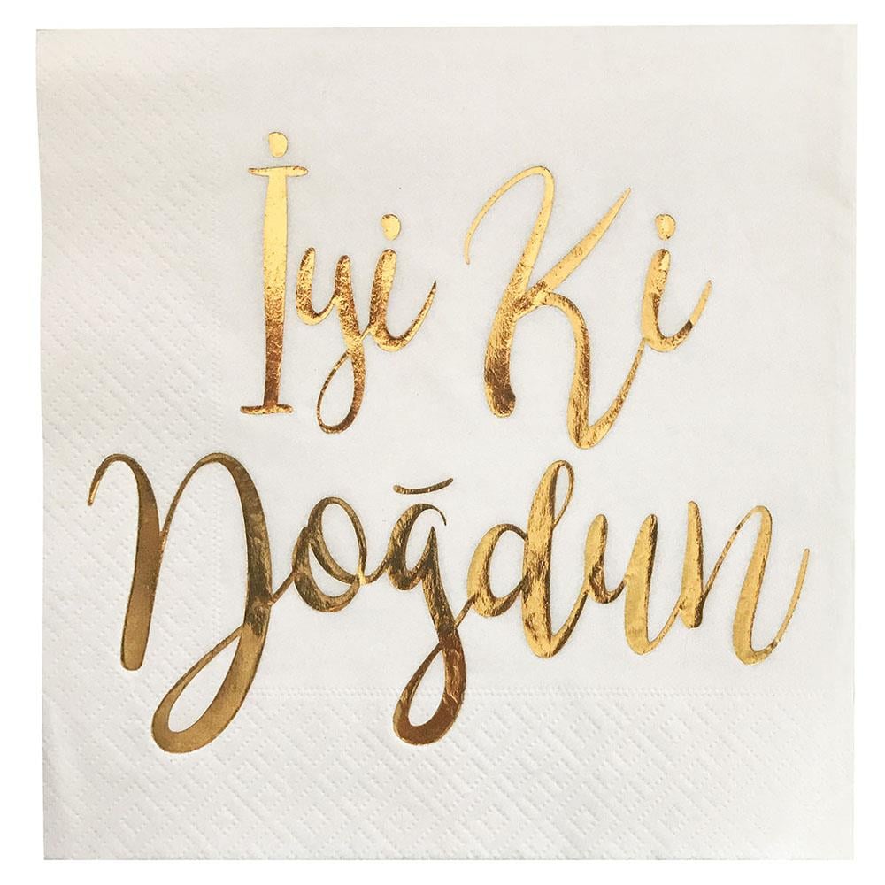 Altın İyi ki Doğdun Baskılı Kağıt Peçete 33x33 cm 16'lı