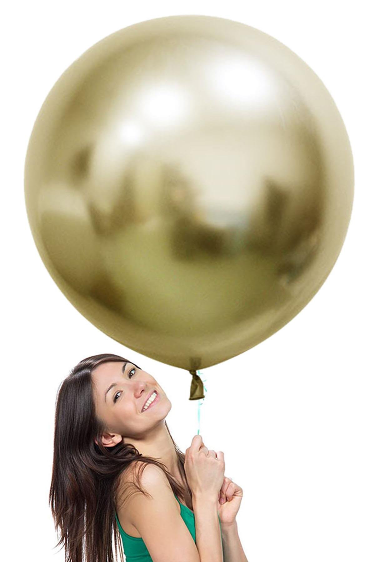 Altın Jumbo Krom Lateks  Balon 60 cm