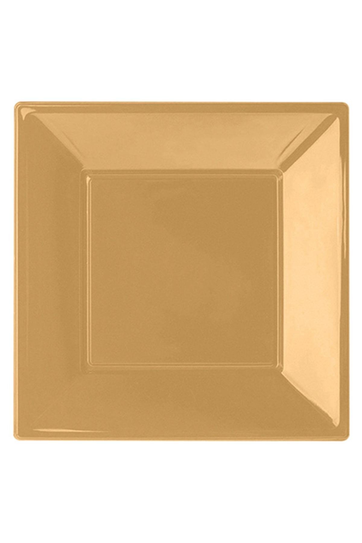 Altın Plastik Kare Tabak 23 cm 8'li