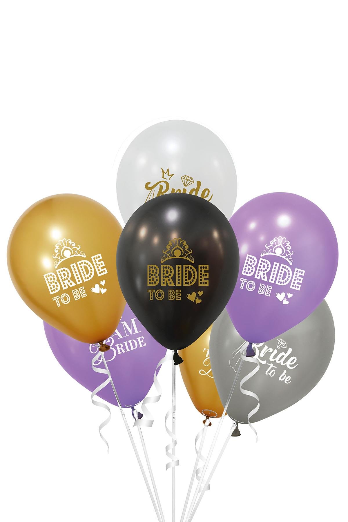 Altın Team Bride Baskılı Rengarenk Lateks Balon 10'lu