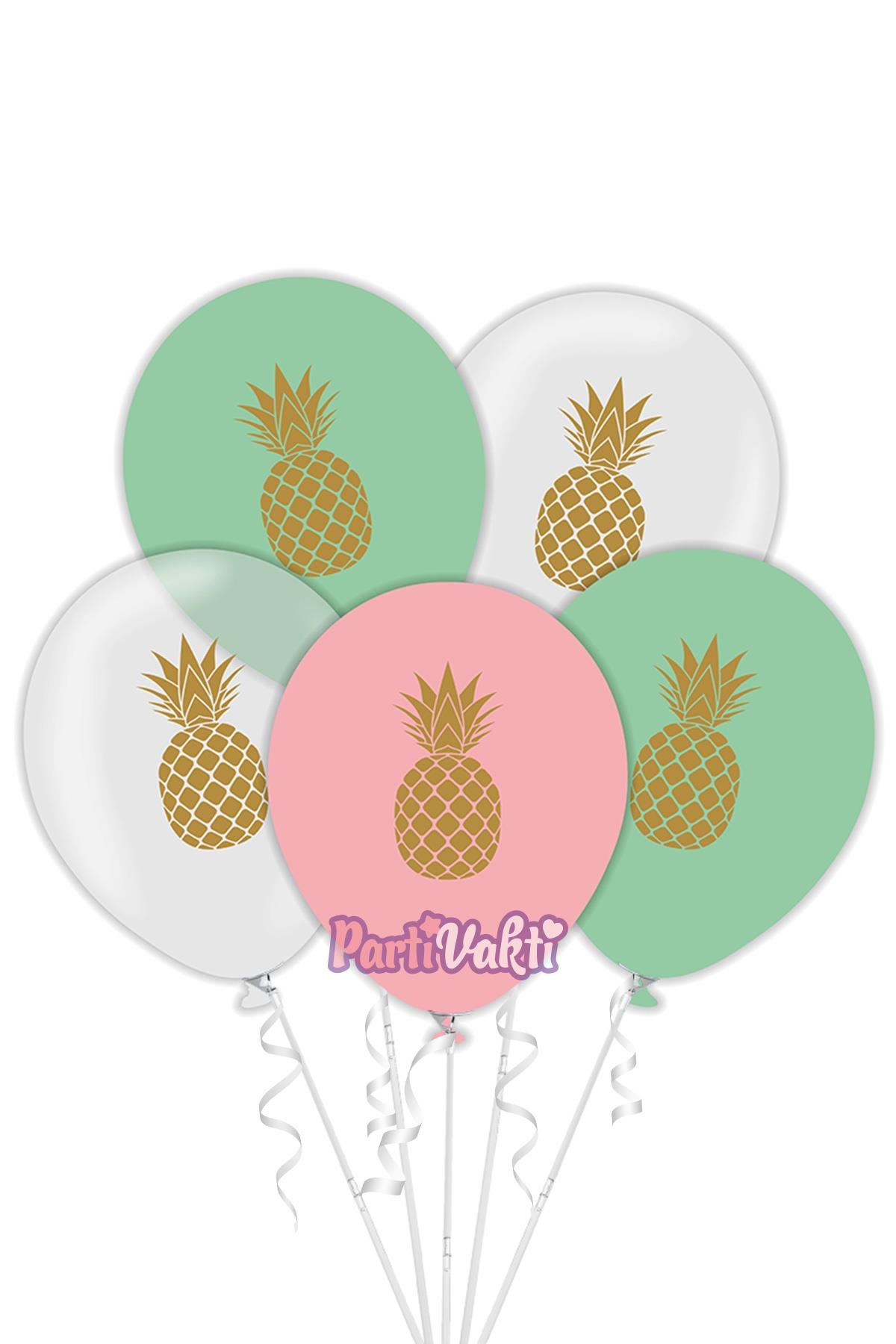 Ananas Baskılı Rengarenk Lateks Balon 10'lu
