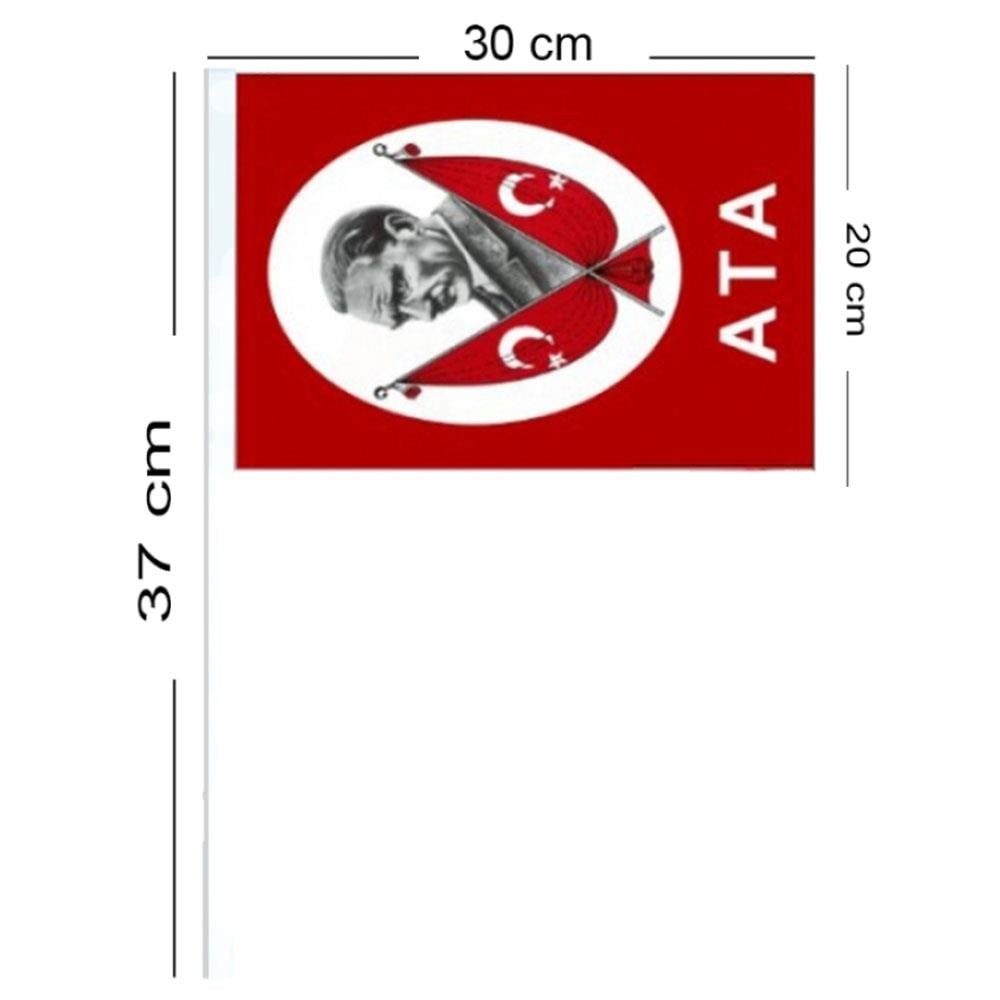 Ata Büyük Boy Çıtalı Bayrak 20x30 cm 10'lu