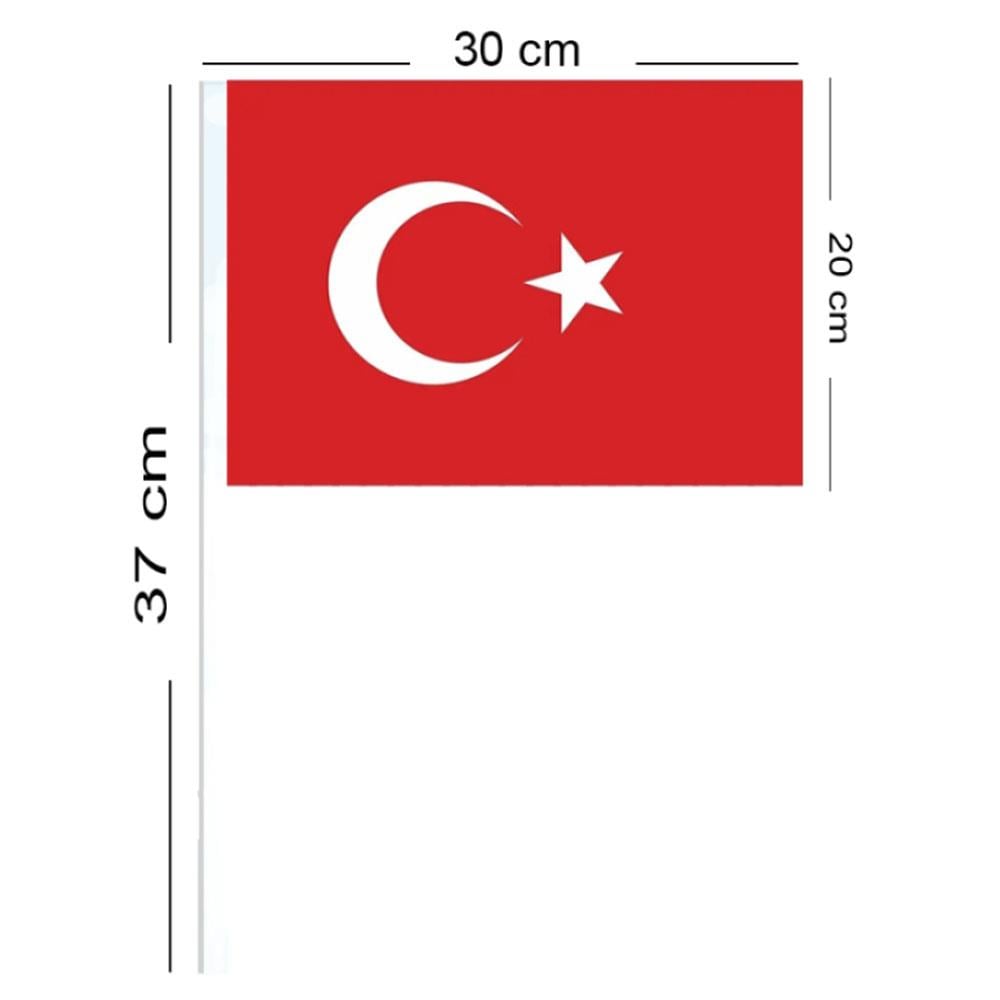 Ay Yıldız Büyük Boy Çıtalı Bayrak 20x30 cm 10'lu