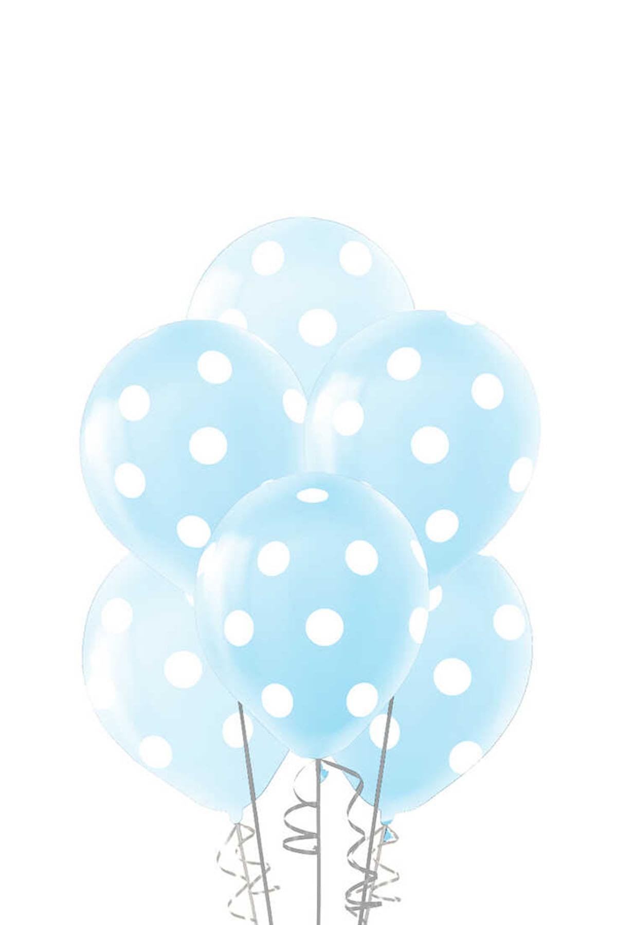 Beyaz Puantiyeli Mavi Lateks Balon 10'lu