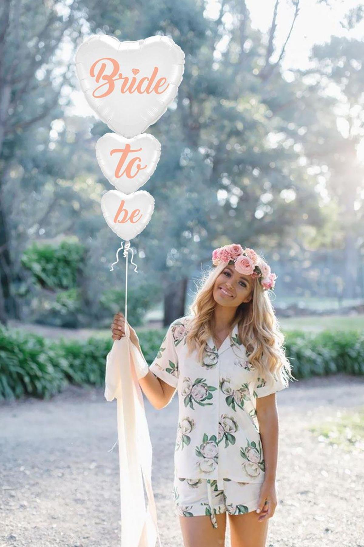Bride To Be Beyaz Kalp Folyo Balon Set 5'li