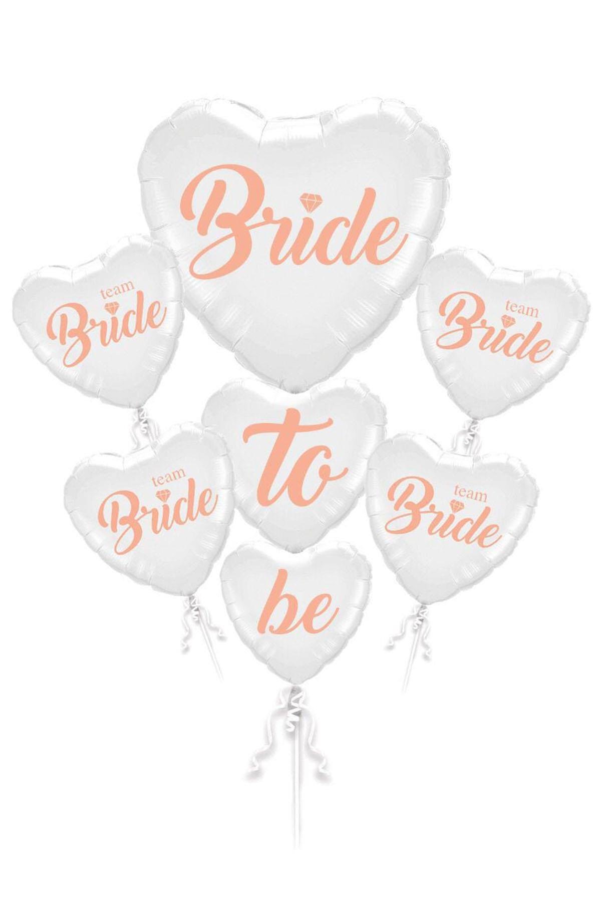 Bride To Be Beyaz Kalp Folyo Balon Set 5'li