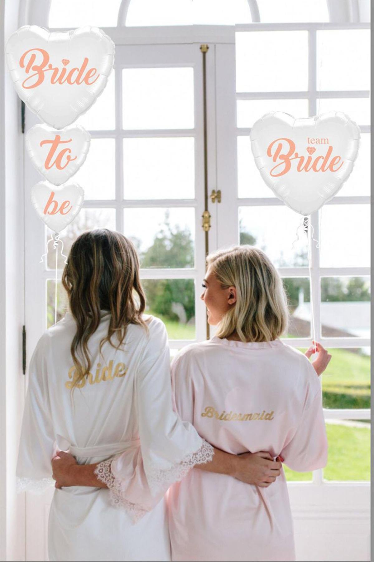 Bride To Be Beyaz Kalp Folyo Balon Set 5'li