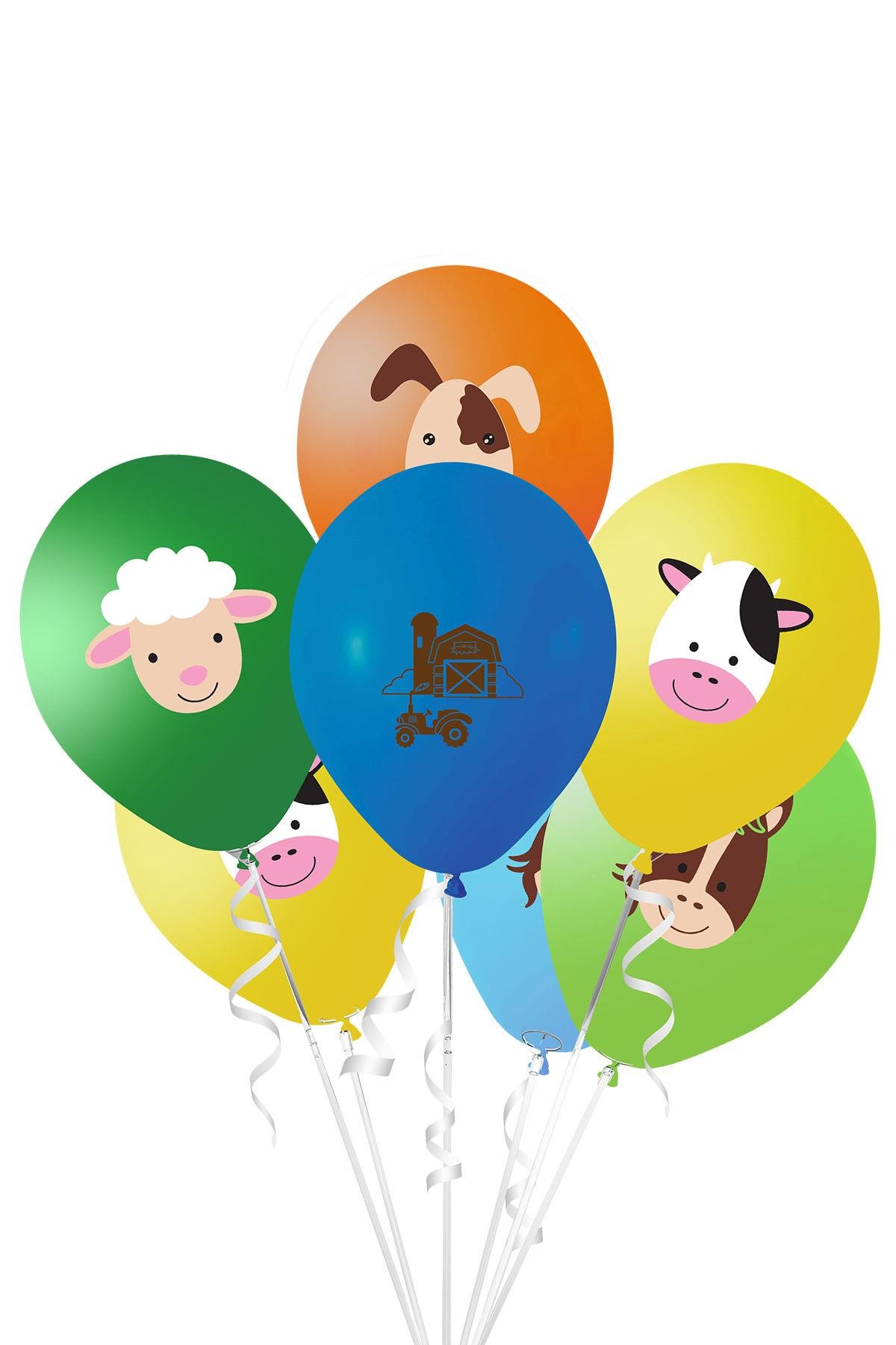 Çiftlik Hayvanları Baskılı Lateks Balon 8'li