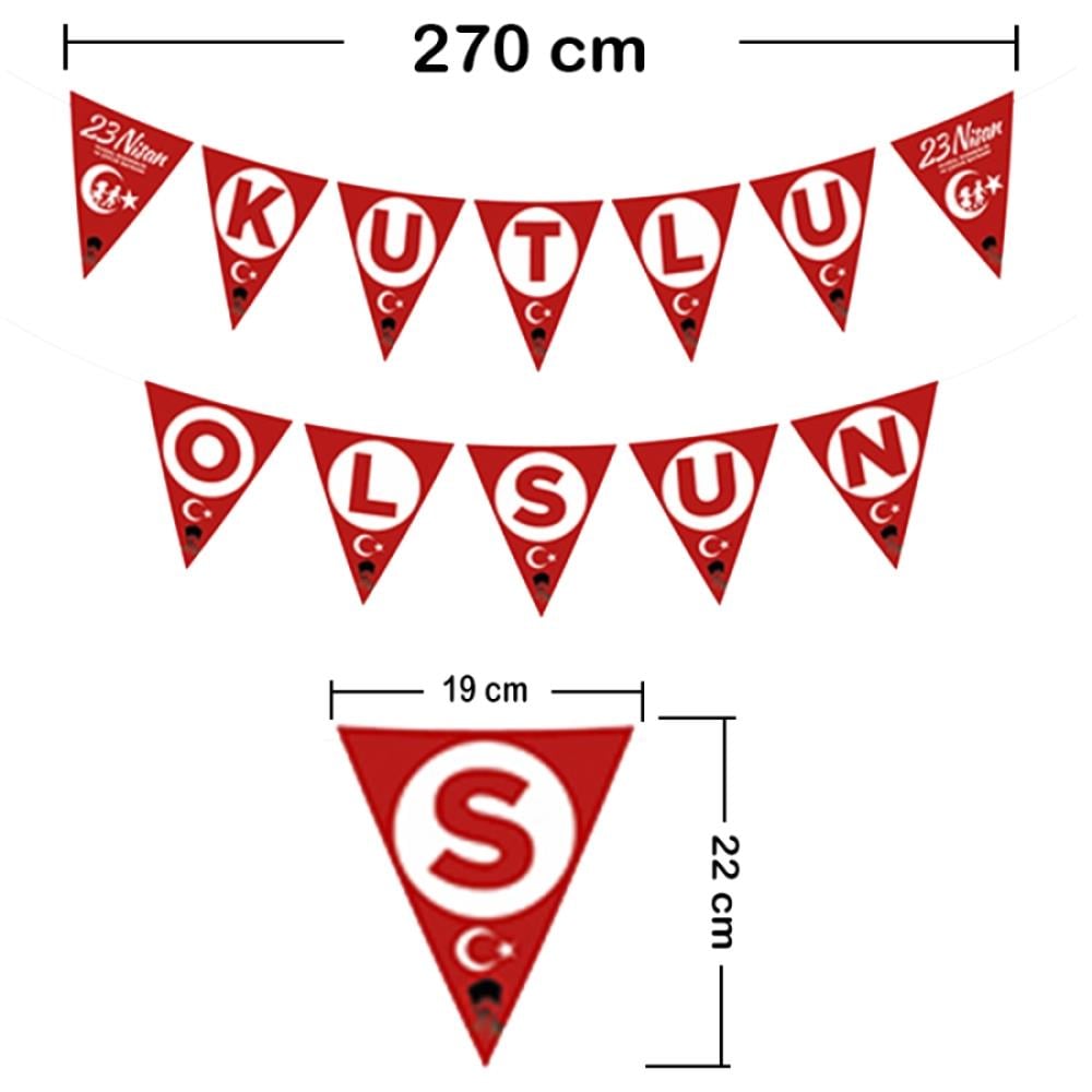 En Güzel Bayram 23 Nisan Üçgen Bayrak Afiş