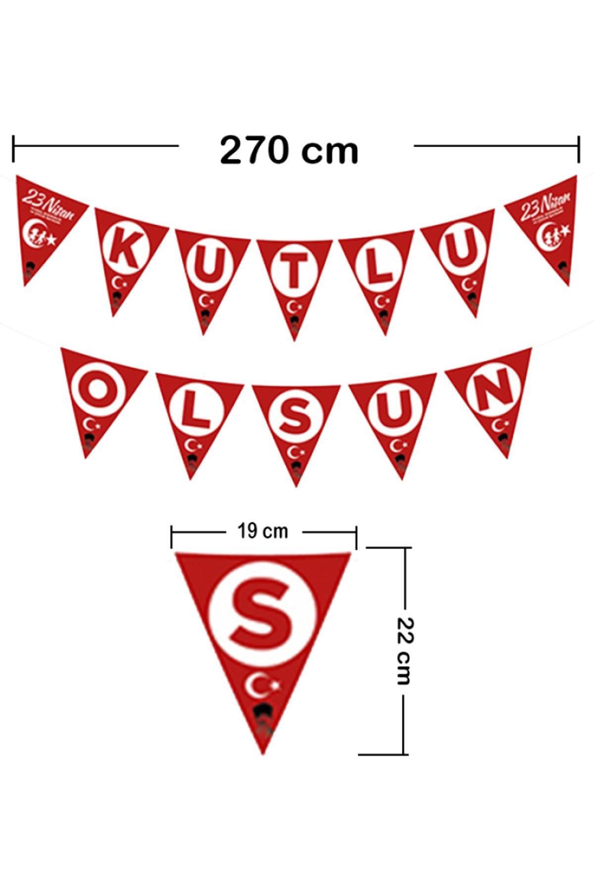 En Güzel Bayram 23 Nisan Üçgen Bayrak Afiş