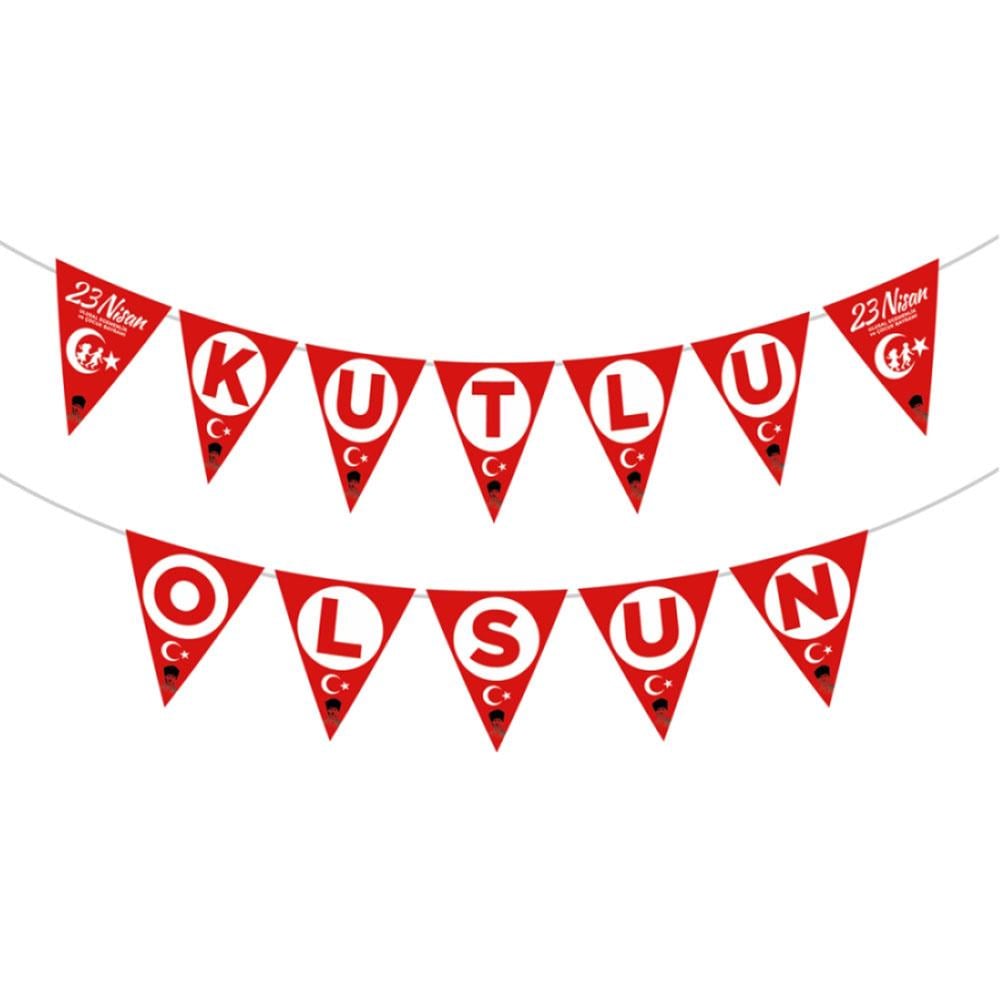 En Güzel Bayram 23 Nisan Üçgen Bayrak Afiş