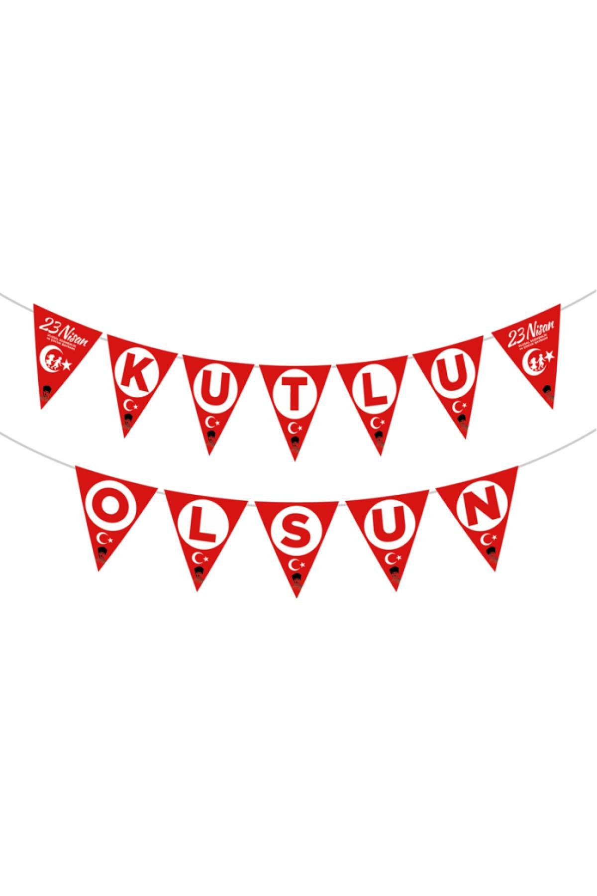 En Güzel Bayram 23 Nisan Üçgen Bayrak Afiş