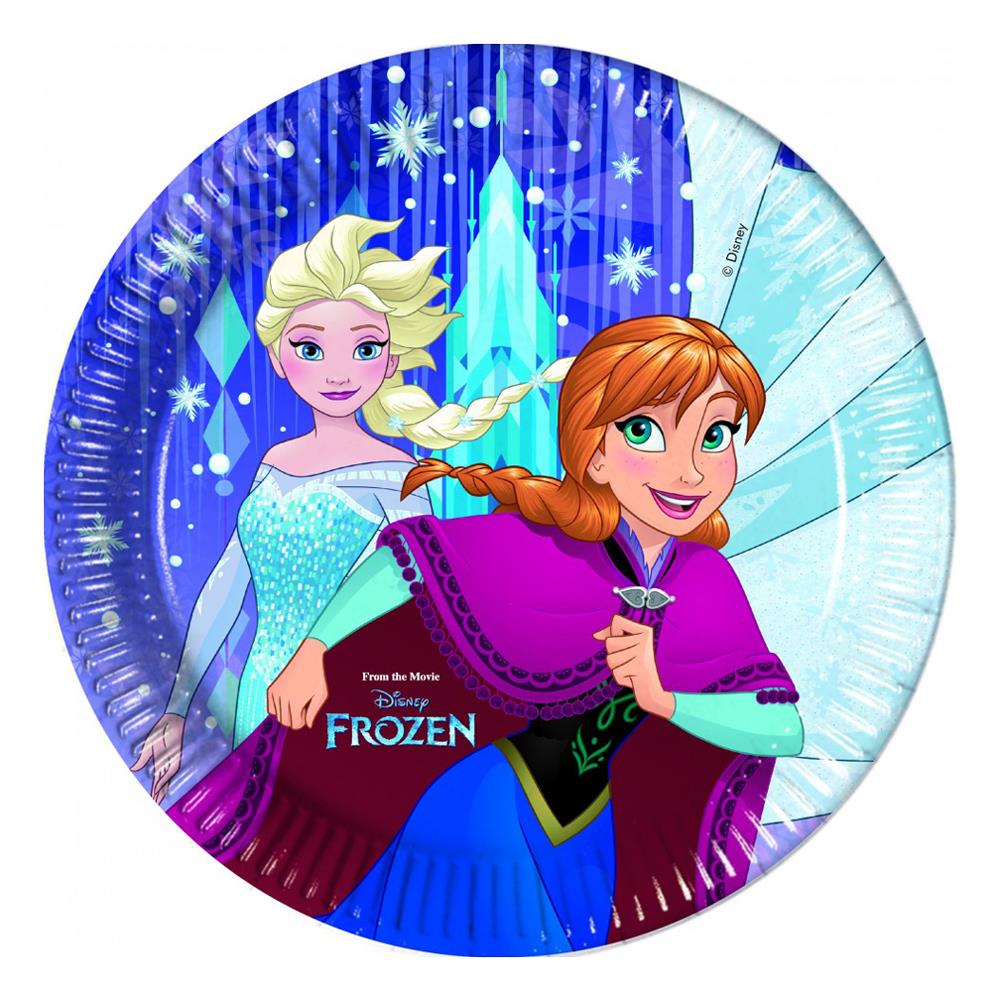 Frozen Kar Taneleri Karton Tabak 23 cm 8'li