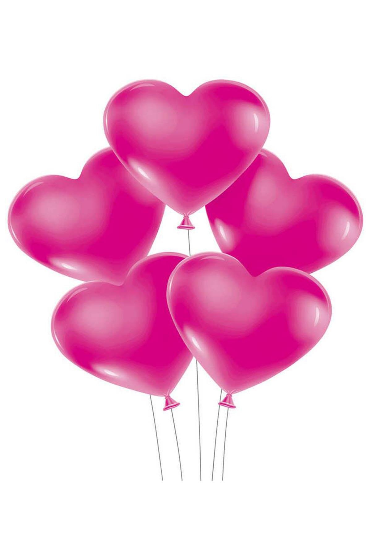 Fuşya Kalp Lateks Balon 10'lu