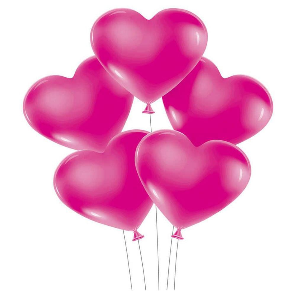 Fuşya Kalp Lateks Balon 10'lu
