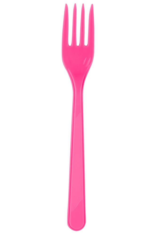 Fuşya Plastik Çatal 24'lü