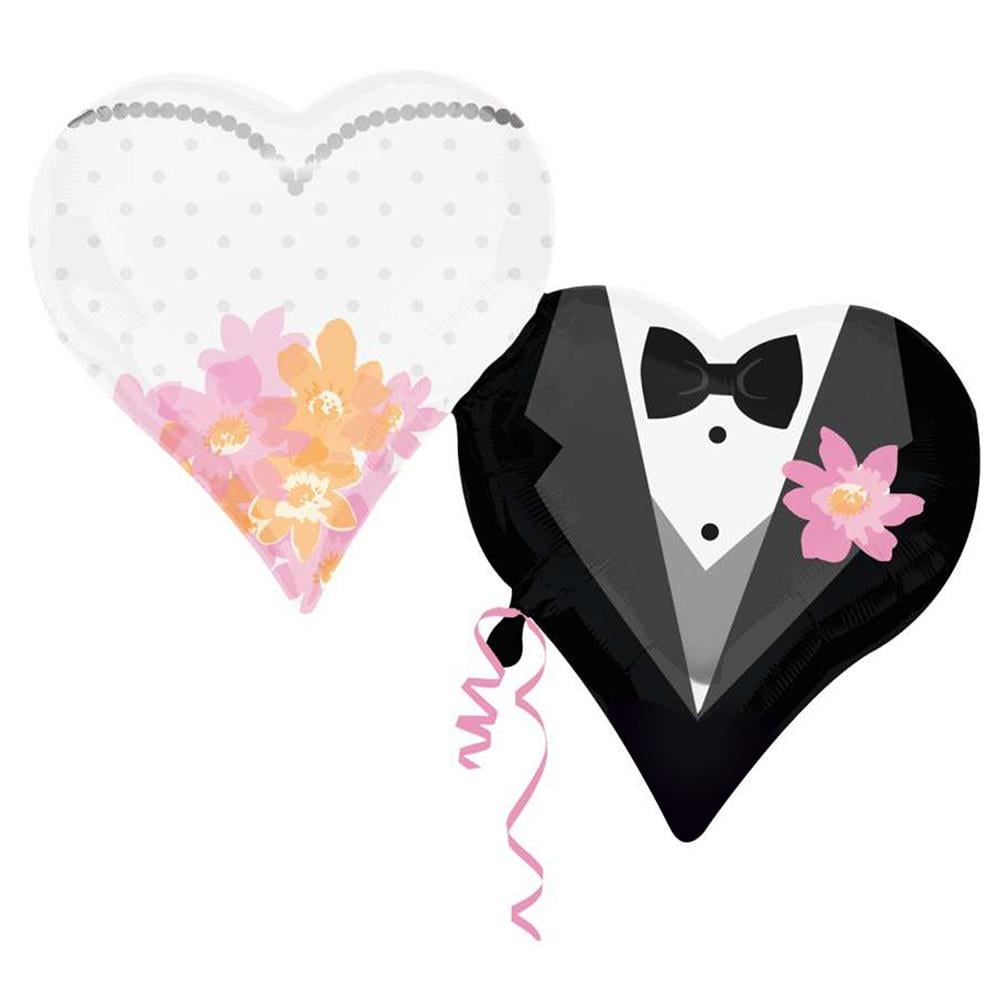 Gelin Damat Kalp Folyo Balon 45 cm 2'li